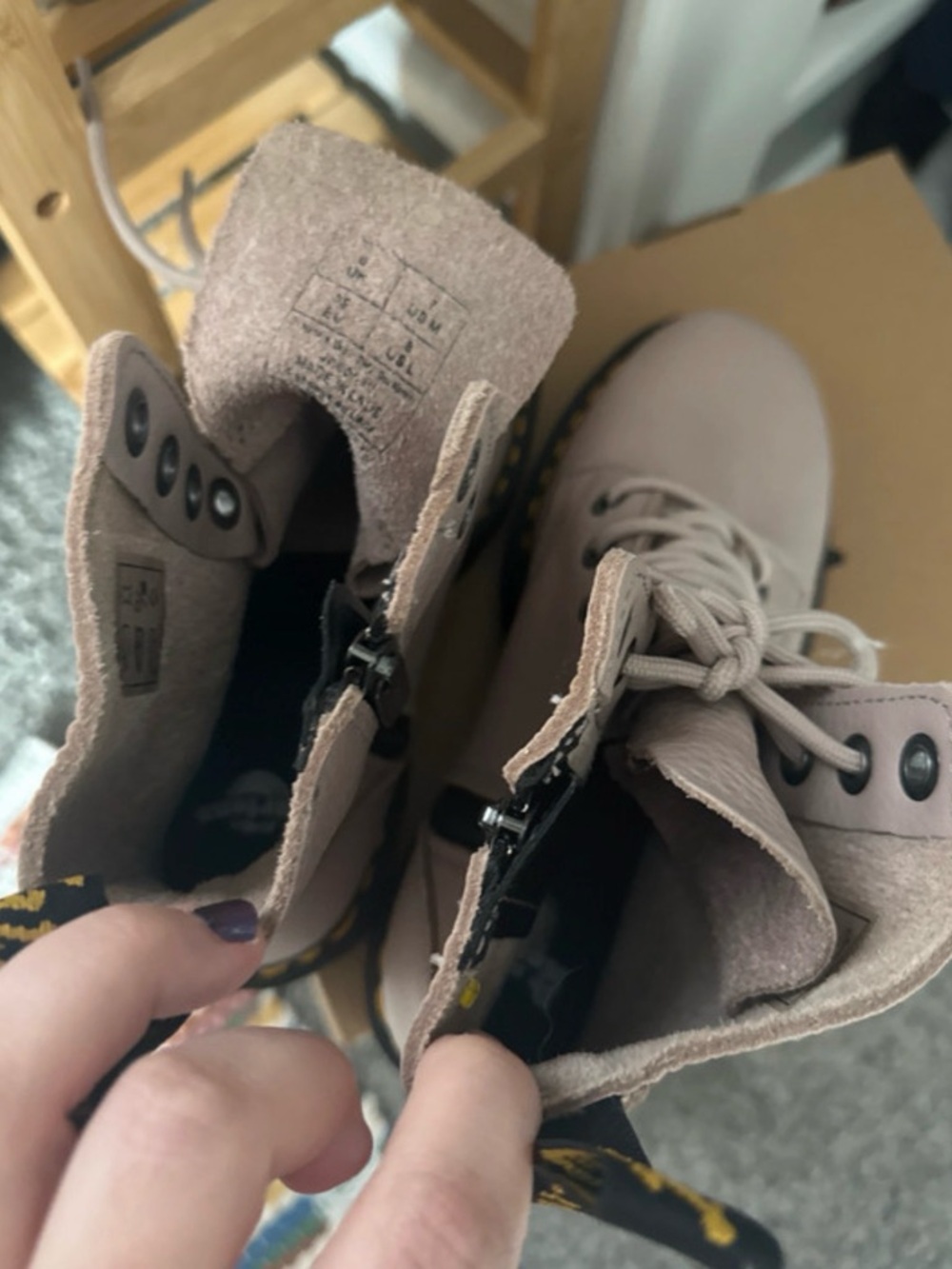Dr. Martens Women's Taupe Lace-Up Platform Boots - Picture 2 of 4
